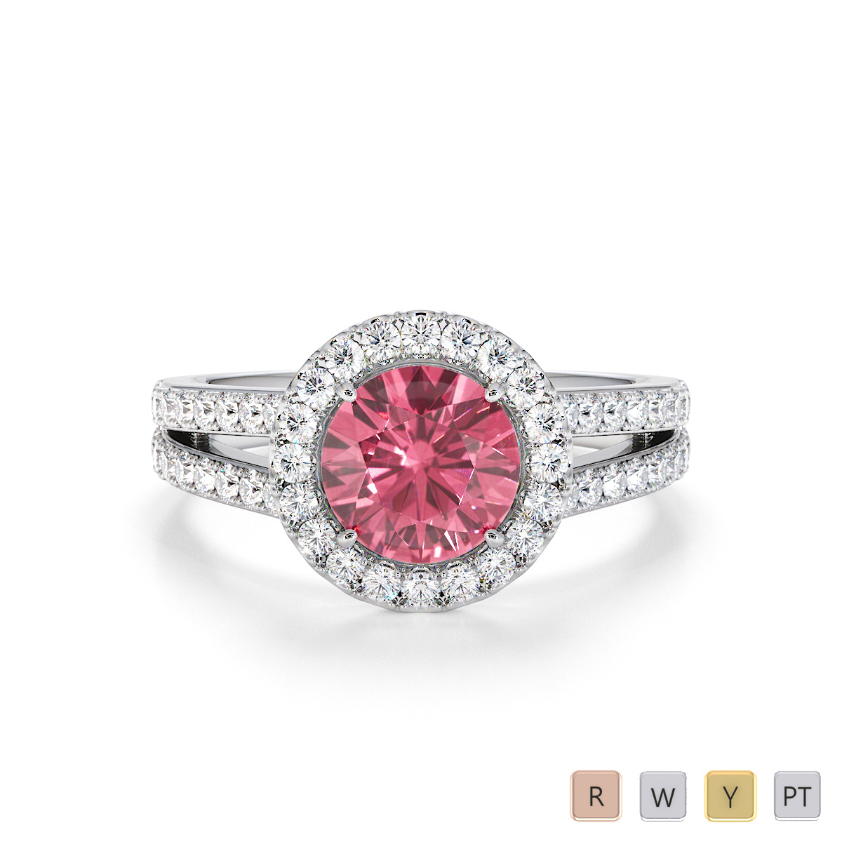 Pink Tourmaline and Diamond Engagement Ring 0790