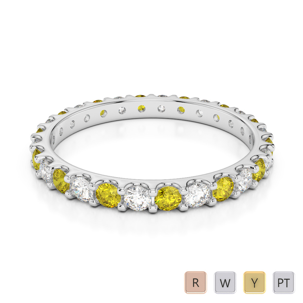 2MM Round Cut Yellow Sapphire Full Eternity Ring With Diamond 0382