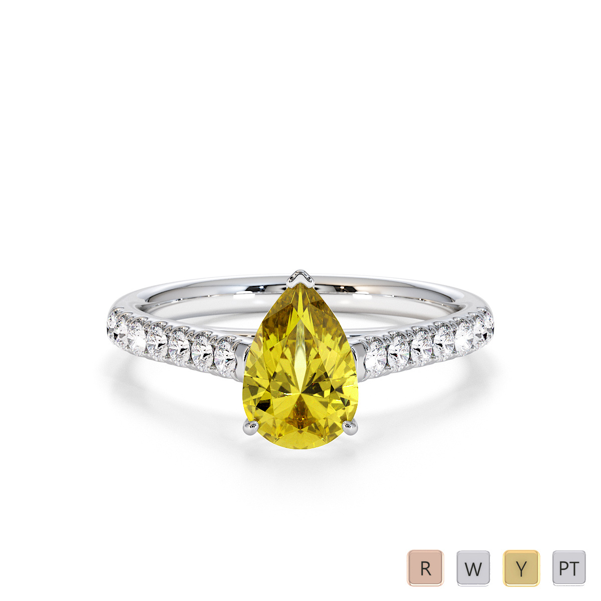 Yellow Sapphire and Diamond Engagement Ring 0763