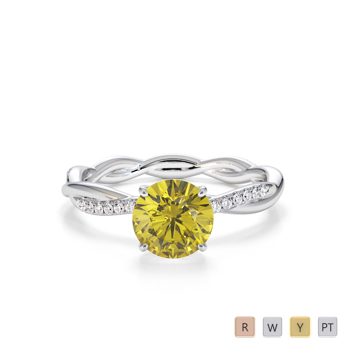 Yellow Sapphire and Diamond Engagement Ring 0764