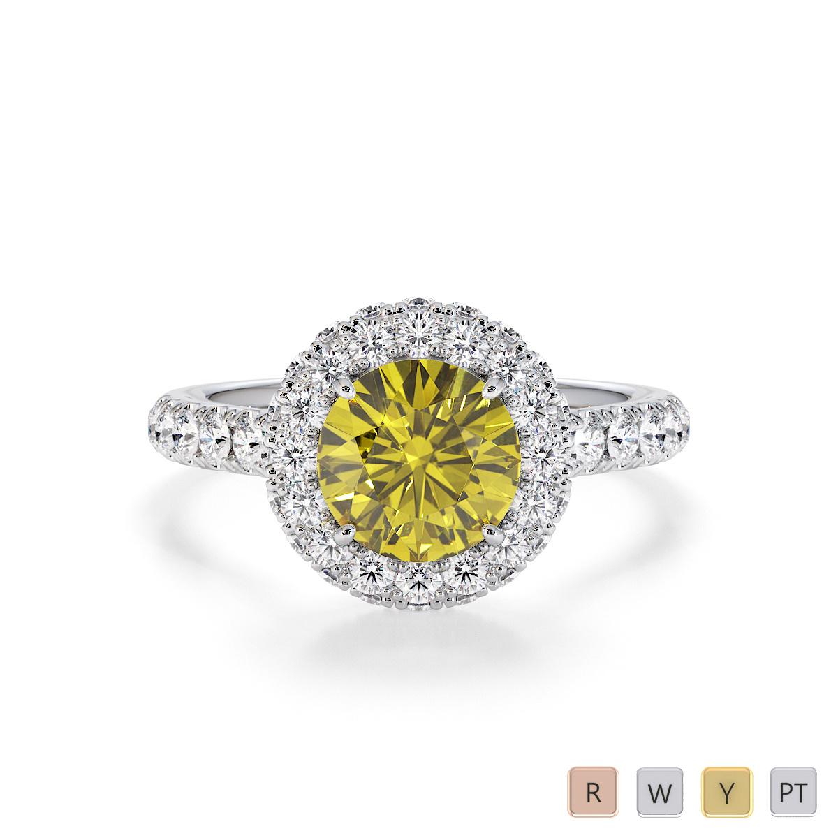 Yellow Sapphire and Diamond Engagement Ring 0773