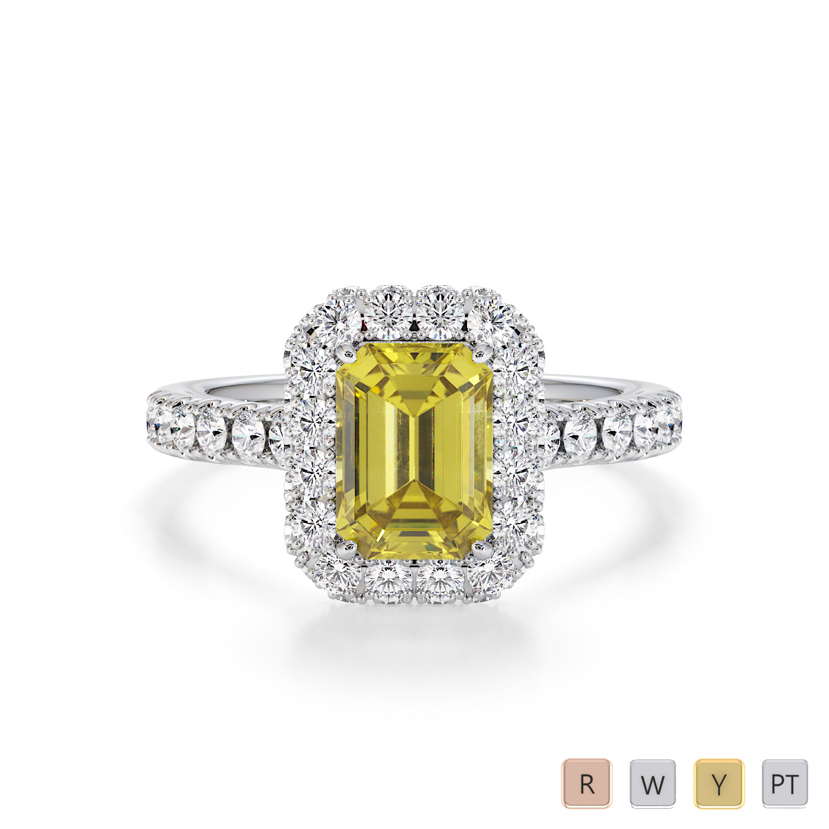 Yellow Sapphire and Diamond Engagement Ring 0774