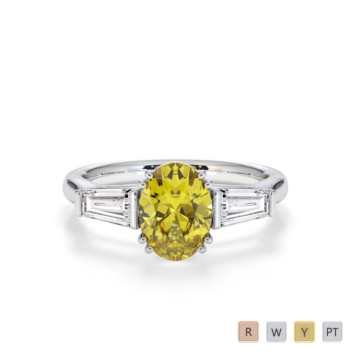 Yellow Sapphire and Diamond Engagement Ring 0783
