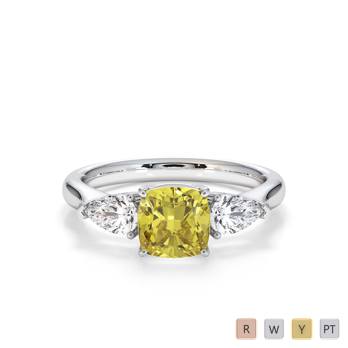 Yellow Sapphire and Diamond Engagement Ring 0785