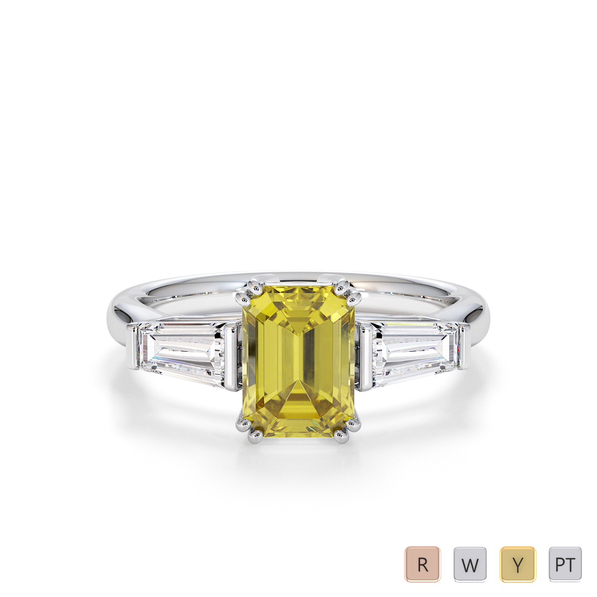 Yellow Sapphire and Diamond Engagement Ring 0786