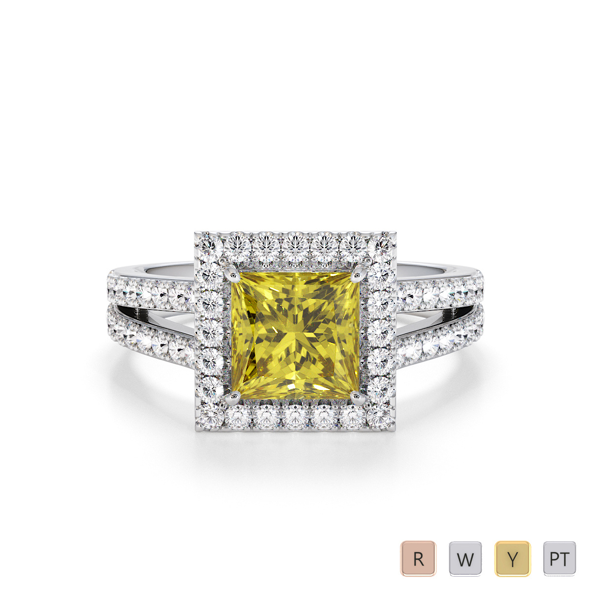 Yellow Sapphire and Diamond Engagement Ring 0792