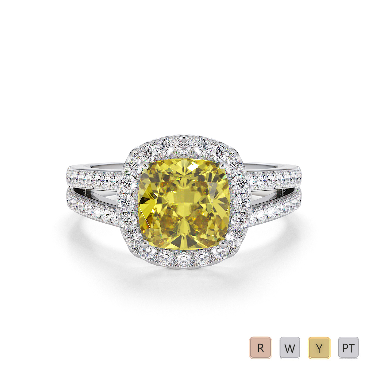 Yellow Sapphire and Diamond Engagement Ring 0793